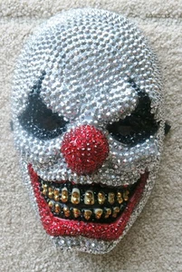Faux Crystals Look Pennywise Hard Mask/Gold Faux Crystal Teeth & Red Nose/Scary! - Picture 1 of 4