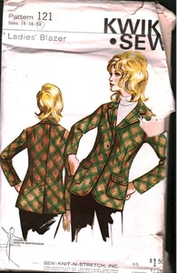 121 Vintage Kwik Sew SEWING Pattern Misses Blazer Jacket CUT OOP 14 - 18 1970s - Picture 1 of 2