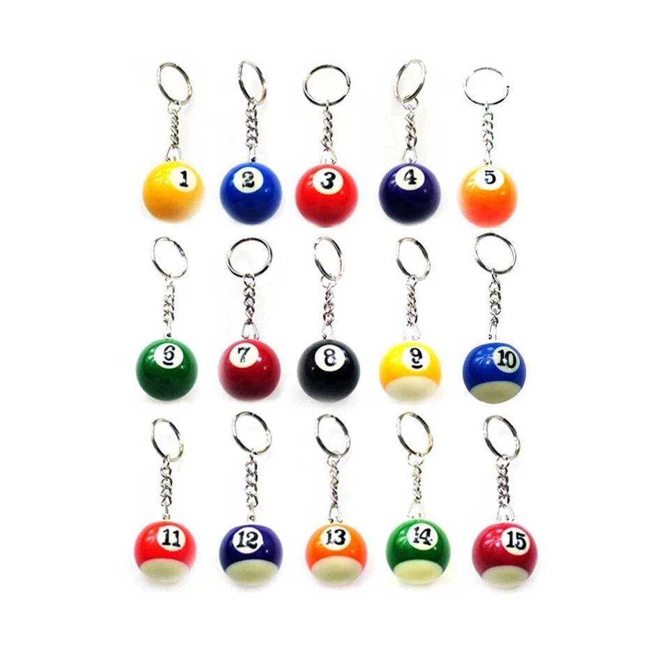 Zs- PORTACHIAVI PALLA DA BILIARDO PALLINA NUMERATE PORTA CHIAVE KEYCHAINS VINTAG