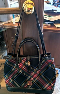Dooney & Bourke Tartan Perry Satchel Plaid Black Scottish Mint - Picture 1 of 11