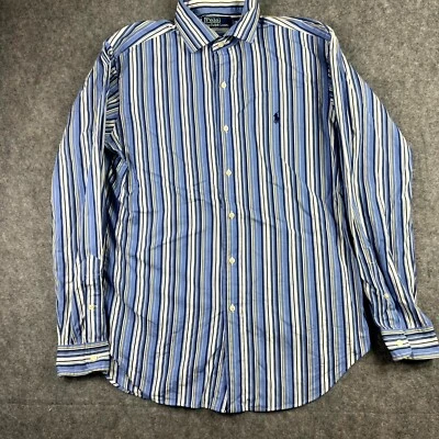 Polo Ralph Lauren Mens Button Up Shirt Long Sleeve Medium Blue Striped Casual - image 1 of 4