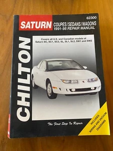 Vintage Chilton Saturn Coupes / Sedans / Wagons 1991-1998 Repair Manual Book Car - Foto 1 di 15