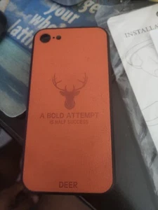 iPhone 8 Plus Case Leather Silicone Back Cover 🍊 - Picture 1 of 3