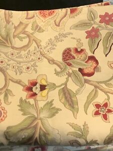 Waverly Imperial Dress Red Beige Floral Jacobean Cotton Curtain Panel 41” x 86”