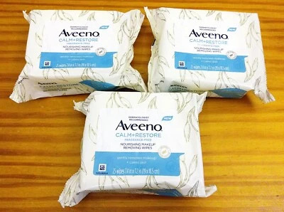 Lote de 3 toallitas desmaquillantes nutritivas Aveeno Calm + Restaurar, 25 Ct cada una Foto 1 de 4