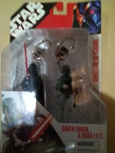 Star Wars Series One Keychains Darth Vader and Boba Fett figures T16 - Picture 1 of 1