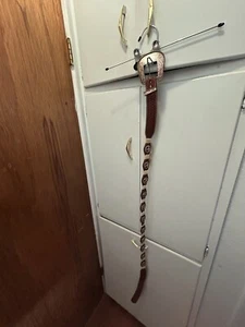 Cowboy Cowgirl Cross Concho Braided Leather Belt Montana Silversmith Buckle - Picture 1 of 6