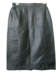 Gonna in pelle La Covina nera a matita taglia 10 sotto ginocchio chiusura zip - Foto 1 di 3