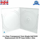 4 x Clear Transparent 7mm Single Half DVD Replacement CD PP Case Holds 1 Disc