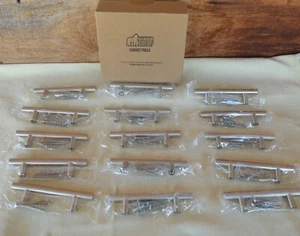 Box 15 Gorilla Grip Nickel 5” Bar Drawer Cabinet Pulls w Screws 3” Hole Center - Picture 1 of 13