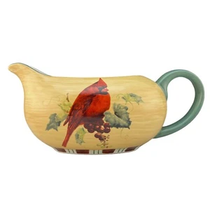 Lenox China WINTER GREETINGS Everyday Gravy Boat Cardinal Tartan Stoneware - Picture 1 of 7
