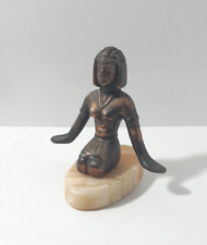 Vintage Bronzed Egyptian Female Figure Alabaster Base Desk Top Paperweight Decor