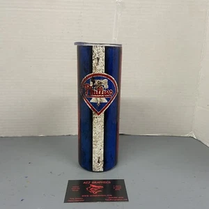Philadelphia phillies MLB 20 oz skinny tumbler with gift box and reusable straw - Picture 1 of 5