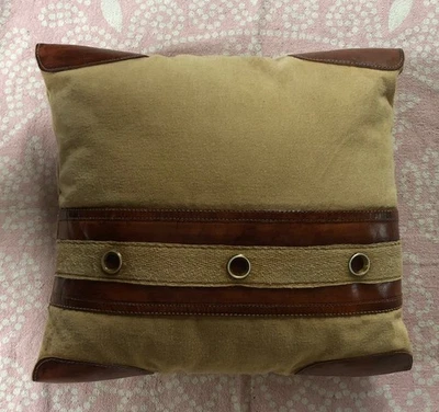 Joe Rodeo 13x15” Lona Tostada Cuero Marrón Hebilla Almohada Western Hipster Foto 1 de 4