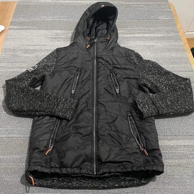 Superdry Chaqueta Hombre Grande Gris Storm Hybrid Capucha Puffer Cremallera Completa Acolchada* Foto 1 de 4