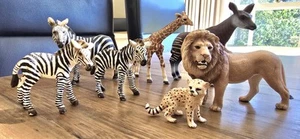 Schleich African Animals X 7 Lion Giraffe Zebra & Foals Cheetah Okapi Retired - Picture 1 of 24
