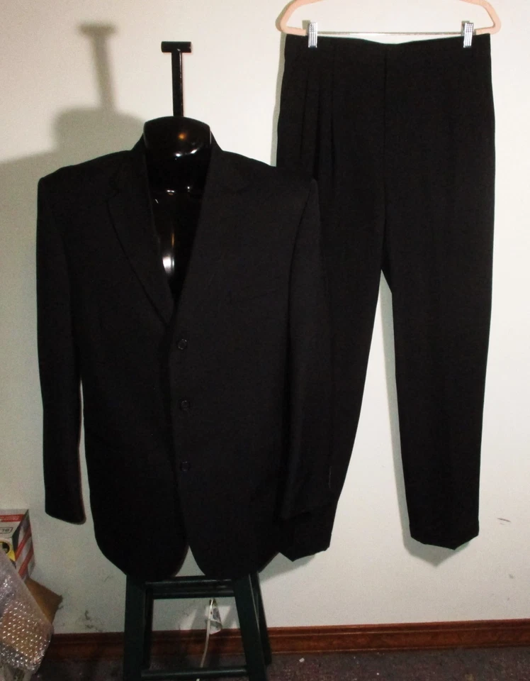 Traje CITY STREETS negro de lana peinada 2 piezas para hombre talla 44 largo, 33X33 nuevo sin etiquetas Foto 1 de 4