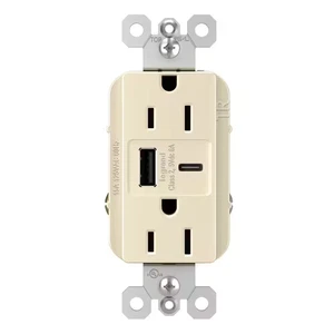 Radiant 15 Amp 125 Volt Dekorator Duplex Steckdose mit 6,0 Amp Typ A/C USB, Licht - Bild 1 von 12