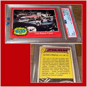1977 STAR WARS U.K. SERIE A #56A LA FLOTTA RIBELLE SERIE A PSA 7 N.MINT RARO!!! - Foto 1 di 3