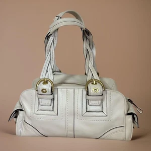 Coach 10048 Y2K Ltd Ed Mia Off White Braided Leather East Sholder Bag Good F/S - Picture 1 of 20