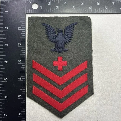 De colección (¿años 40?) Difícil de encontrar estilo US NAVY (? Cuerpo de Marines ?) Parche HOSPITAL CORPSMAN 29MU Foto 1 de 4