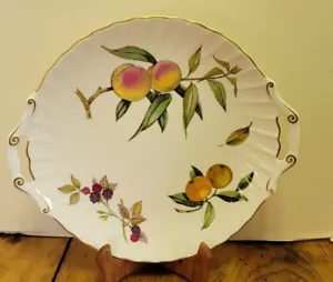 Plato de chuleta para pastel Royal Worcester Arden dorado de 12" con asas INGLANDIA usado - Imagen 1 de 5