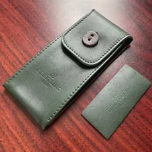 Bolsa de reloj de viaje y almacenamiento de cuero Breitling verde con inserto - Imagen 1 de 3