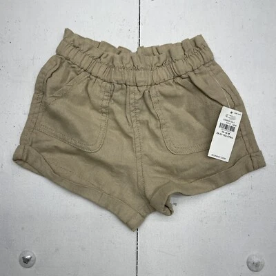 Old Navy Brown High Rise Linen Blend Shorts Infant Girls 12-18 Months New - Image 1 of 4