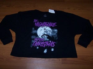 Size L Juniors The Nightmare Before Christmas Graphic Long Sleeve Short Shirt - Picture 1 of 4