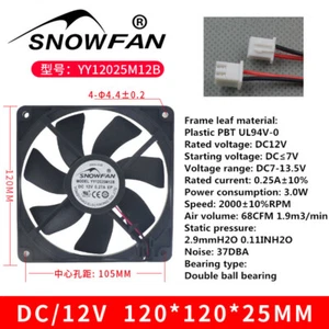 SNOWFAN YY12025M12B 0.27A 12cm 12025 Computer Power Supply Chassis Cooling Fan - Picture 1 of 3