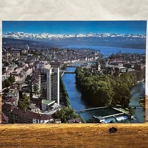 Vintage Switzerland Postcard Hotel International Zürich Limmat River Alps - Picture 1 of 2