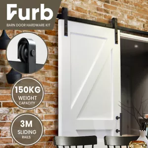 Furb Sliding Barn Door Hardware Kit Single Door Antique Track Roller 3M - Picture 1 of 10