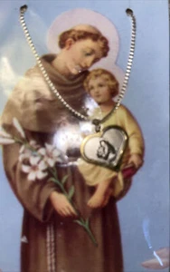 Religiöse Halskette Medaille Hl. Antonius Engel Pin Buchmarke katholisch christlich - Bild 1 von 3