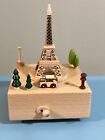 Wooden Music Box Wind Up Eiffel Tower Car Wood Christmas trees
