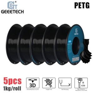 5KG Black PETG GEEETECH 3D Printer Filament 1.75mm 1kg/roll Strong Filaments US - Afbeelding 1 van 7
