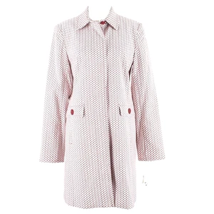 Apt. 9 NEW $89 Sz 8 Red White Lined Hidden Buttons Cotton Blend Coat - Picture 1 of 8