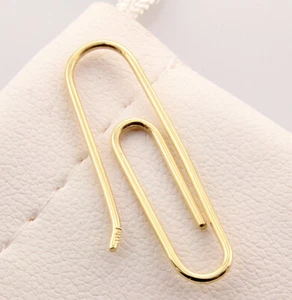 14k Yellow Gold Paperclip earring (SINGLE) 1'' 14k Gold Paper clip earring - Picture 1 of 4