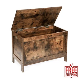 Vintage Look Wooden Chest Storage Trunk Box Bench Living Room Coffee Table Decor - Picture 1 of 10