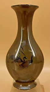 Japanese Meiji Bronze Vase With Gold, Silver & Shakudo Inlays - Cranes - Picture 1 of 10