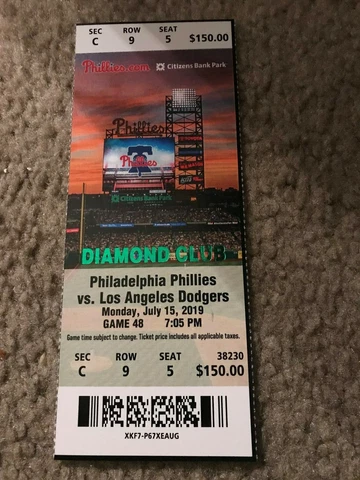 PHILLIES LA DODGERS FULL TICKET STUB 7/15/2019 CODY BELLINGER CAREER HR #96 Cover
