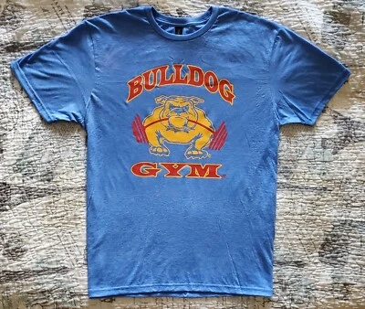 Camiseta Bulldog Gimnasio Entrenamiento Culturismo Músculo Azul Real/Dorada Vintage/Roja  Foto 1 de 2