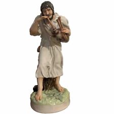 ZSOLNAY-Hungary large Porcelain figurine man playing Duda Bagpipe 17"  tall 