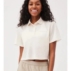 Outdoor Voices Birdie Cropped Polo shirt size XXLarge XXL Milk stone off white - Picture 1 of 6