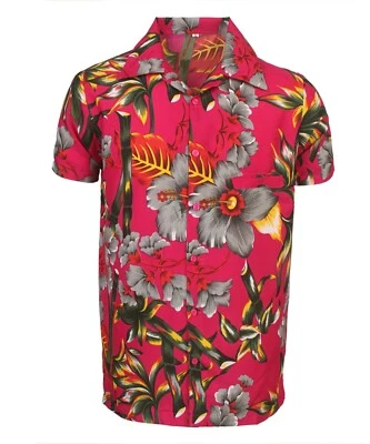 CAMISA HAWAIANA PARA HOMBRE CIERVO PLAYA HAWAII ALOHA VERANO VACACIONES ELEGANTE TALLO ROSA Foto 1 de 2