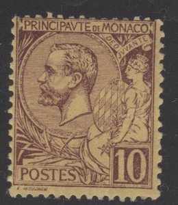 SELLO MÓNACO #15 --- 10c PRÍNCIPE MARRÓN ALBERTO - 1891 - SIN USAR - Imagen 1 de 2