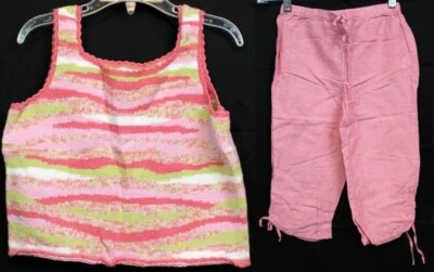 Talbots Niños 2 piezas Conjunto Talla 6x Suéter Camiseta sin mangas Pantalones de lino Verano Desierto Playa Foto 1 de 4