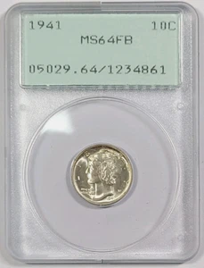 1941 Mercury Dime 10c MS64FB PCGS Old Green Holder Rattler - Picture 1 of 2