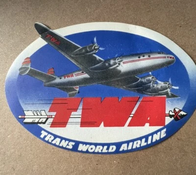Etiqueta de viagem vintage anos 50 TWA -Super Constellation RARA  - Imagem 1 de 4