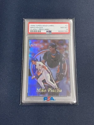 1999 Topps Gold Label Mike Piazza Class 1 Red Label #1 PSA 8 - Image 1 of 2