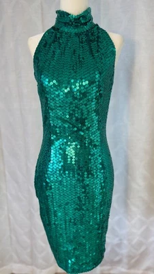 Stunning Niteline 女式翡翠绿色亮片吊带派对连衣裙! 全新带标签 SIZE 6 — 第 1/4 张图片